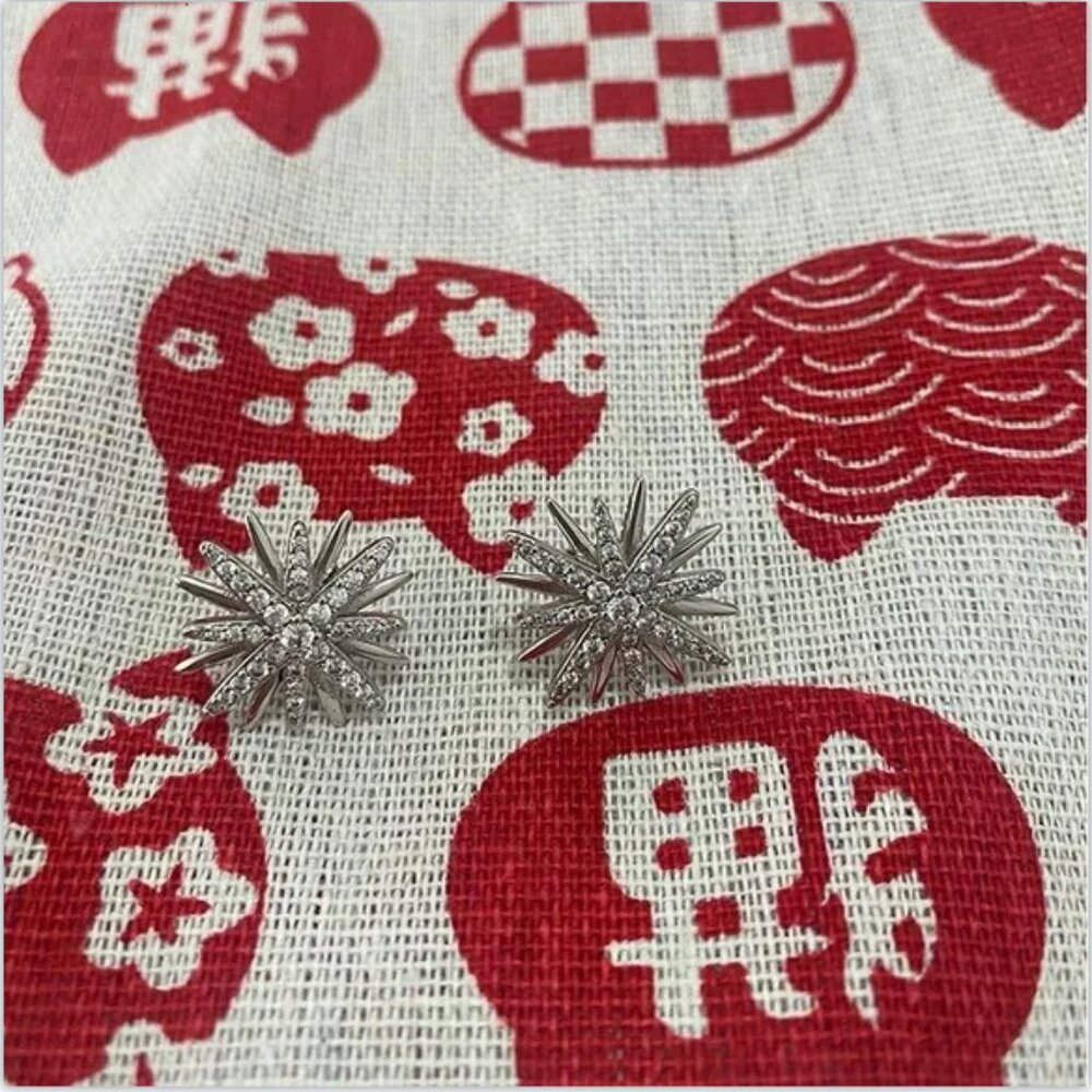 Sterling Silver Pave Diamond Earrings